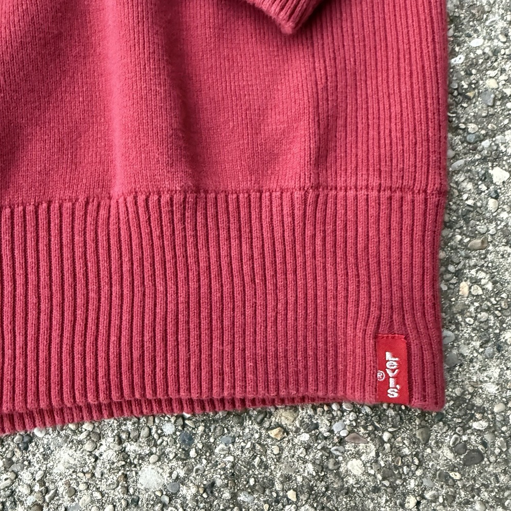 Levi's Sweater Mens XL Red Pullover Crew Neck Ribbed Cuffs Waistband Y2K - Picture 4 of 6